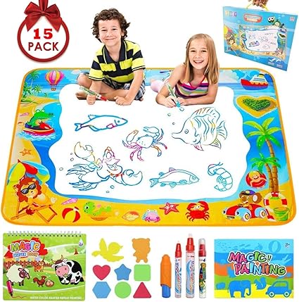 Pachock Tapis Dessin Enfant 10070cm Tapis Aquadoodle Avec 3 Stylos à Eau 12 Moules Et 1 Livret De Dessin Jouet éducatif Idéal Bon Cadeau Pour Les