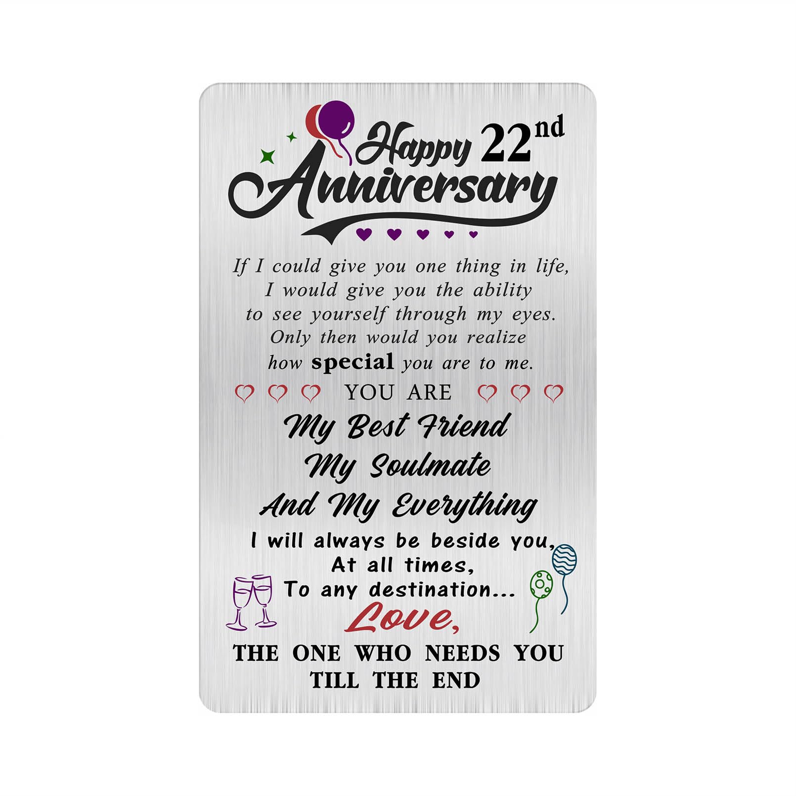 Alotozo 22 Year Wedding Anniversary Card - Happy 22nd Wedding Anniversary Cards Gifts for Husband Wife - 22 Year Anniversary Card for Him Her