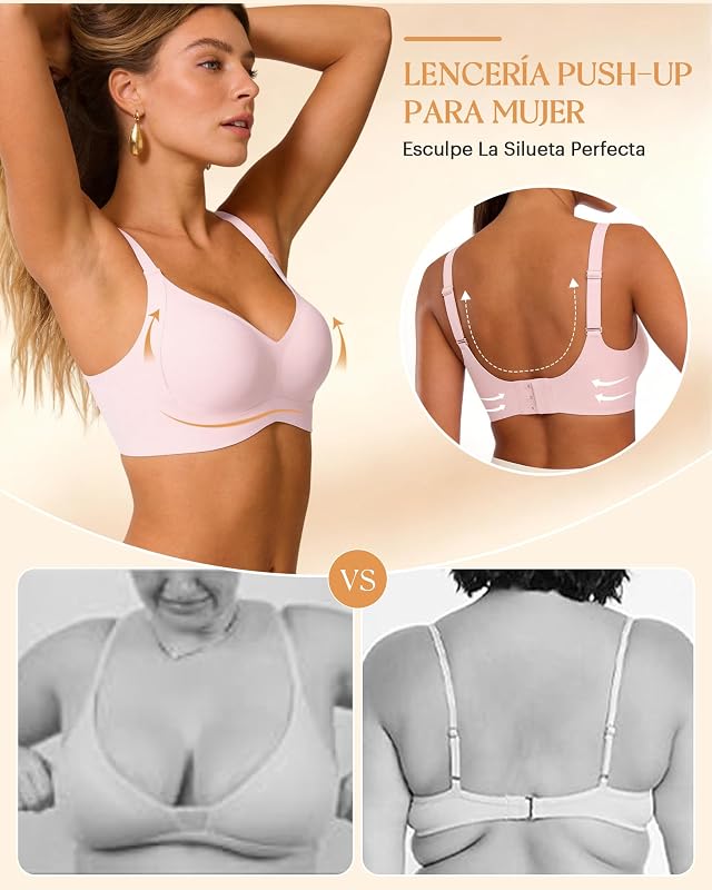 Invisible Sujetador Mujer Diario Seamless Sujetador Soft Sujetador Yoga Rosa M