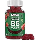 YUM-V'S Vitamin B6 Gummies - High Potency Vitamin B6 100mg - Strawberry Flavor B6 Vitamins Gummies - Nerve & Immune Function, Non GMO Kosher, 60 Count