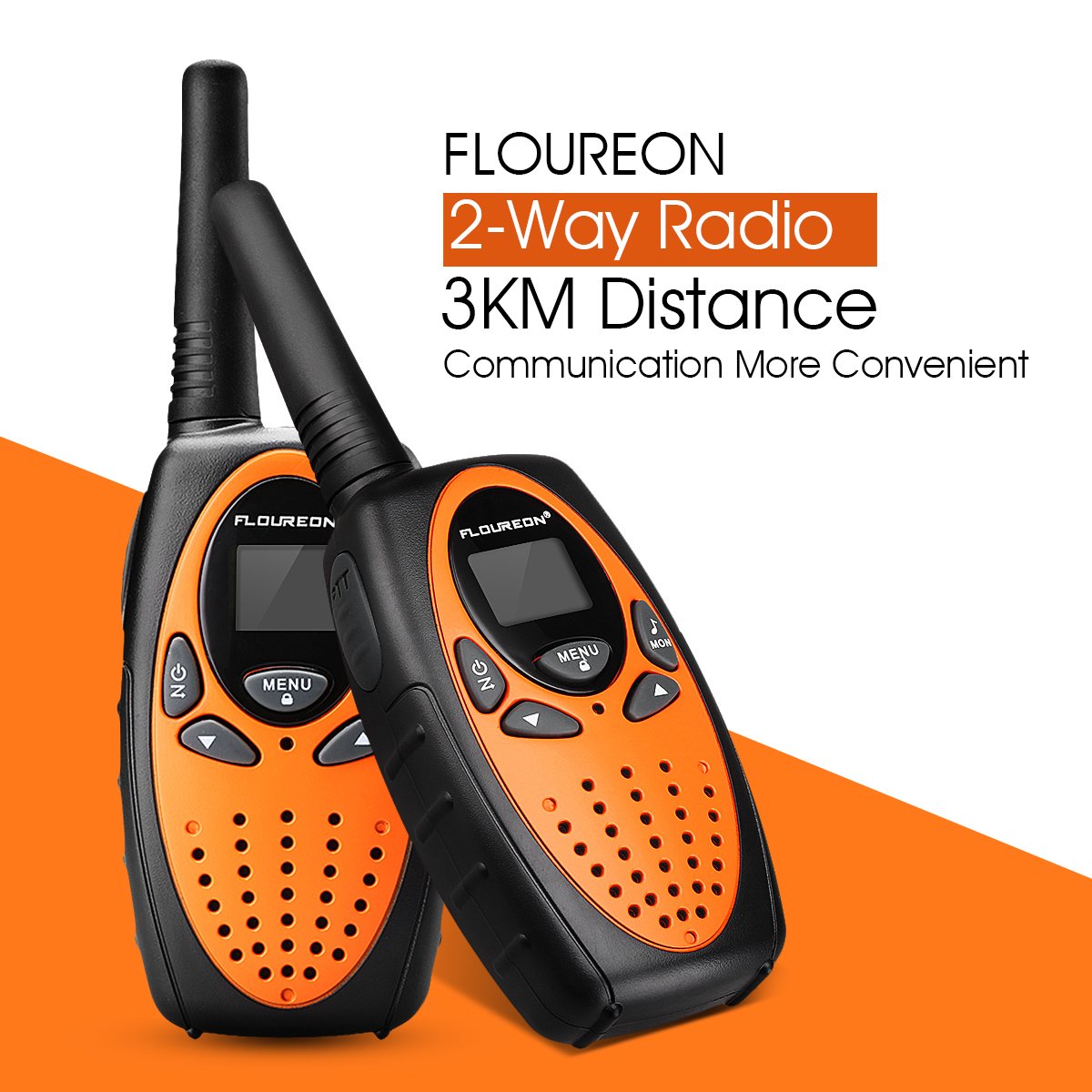 FLOUREON 4X PMR Funkgerät Walkie Talkies 8 Kanäle Walki Talki 2-Wege Radio mit LC-Display Orange