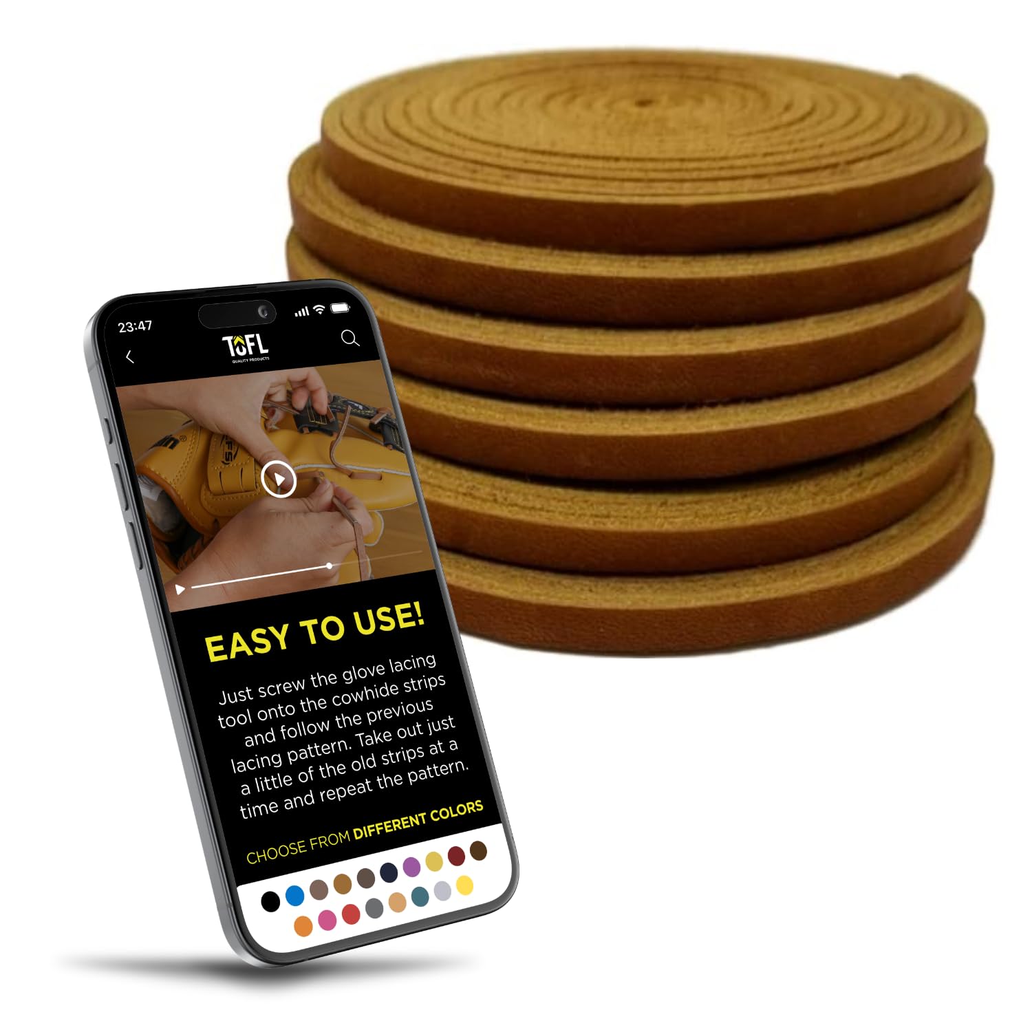 TOFL Softball and Baseball Glove Laces | Mitt Lace Glove Repair Lacing for Catchers Glove | Leather Laces No Lacing Needle