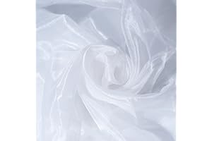 Fynite Sheer Organza Fabric | 1 Yard Long | 44" Wide | Bridal Solid Sheer Organza Bolt for Wedding Dress Fashion Craft Decorations Silky Shiny Sheer Organza - White