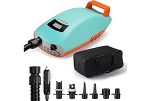 Swonder Seawolf Paddle Board Pump, 30% Faster 20 PSI SUP Electric Air Pump w/Dual Cylinder, Dual Stage & Active Cooling System, Supports 4 SUPs in a Row, 3 Colors Option