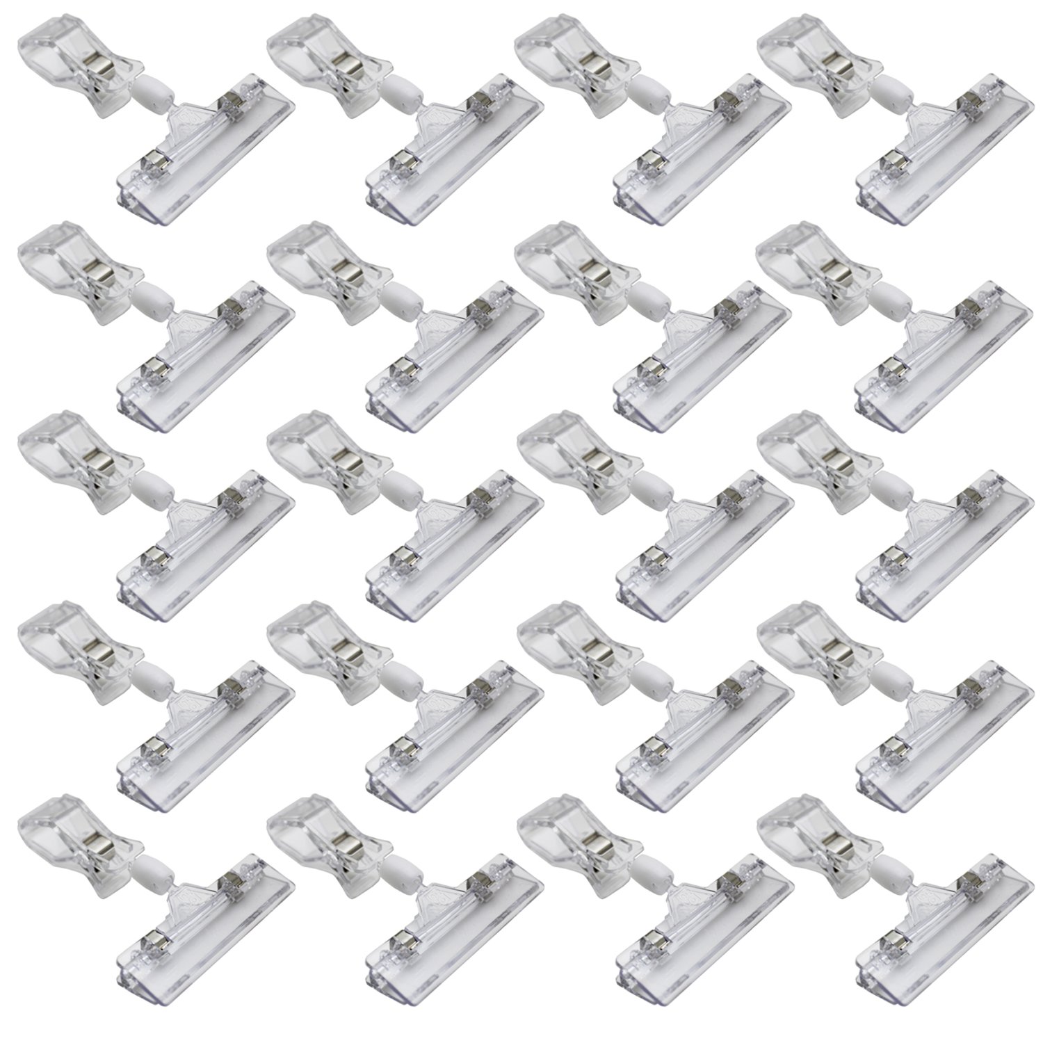 LJY 20 Pcs Rotatable Sign Holder Clips 10.5 cm (4.13 in), Wide Top 8.5 cm (3.35 in) Plastic Pop Display Stand for Retail Basket Labels, Price Tags and Menu Card