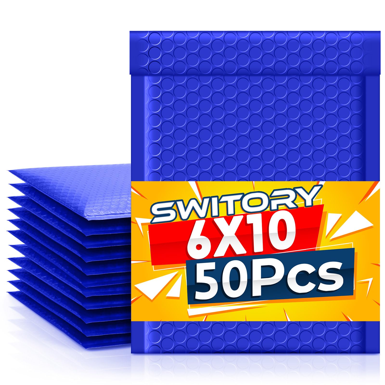 Switory 50pcs Poly Bubble Mailers A5 Padded Envelopes Bubble Lined Poly Mailer Self-Seal for Packaging 15.3cmx22.9cm - Blue