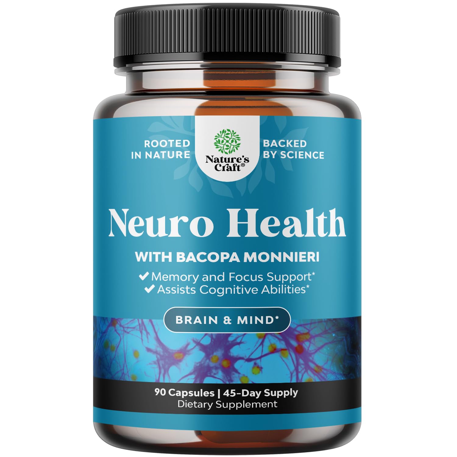 Photo 1 of Nootropic Brain Supplement for Memory and Focus Support - Vitamins for Mental Health & Clarity with Bacopa Monnieri, VIT A, B6, Riboflavin, Niacin, Thiamin & Folate - Cognitive Complex - 90 Ct