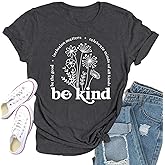 Qskall Womens Be Kind Shirt Kindness T-Shirt Inspirational Teacher Tee Top