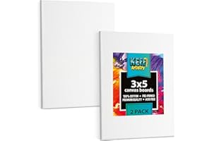 KEFF Canvas Boards for Painting - 3x5 2-Pack Bulk Canvas Pack, 100% Cotton Triple Primed Small Canvases for Painting Supplies, Acrylic, Oil, Watercolor & Tempera