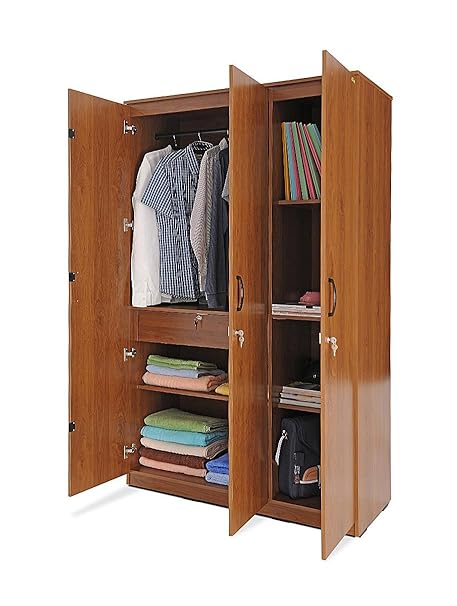 Zuari Three Door Wardrobe Natural Finish Brown Amazon In Home