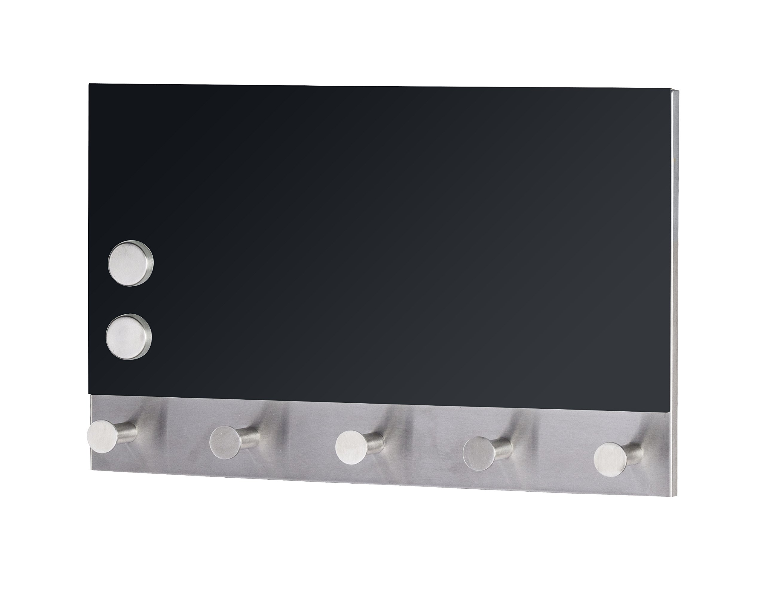 WENKO 50415100 Pack of 5 Magnetic Coat Stand with Black Glass and Mirror Drill 32.0 x 23.0 x 5.0 cm