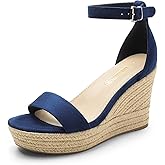 DREAM PAIRS Women's Platform Wedges Sandals, Comfortable Open Toe Espadrilles Sandals Dressy Buckle Ankle Strap Summer Shoes