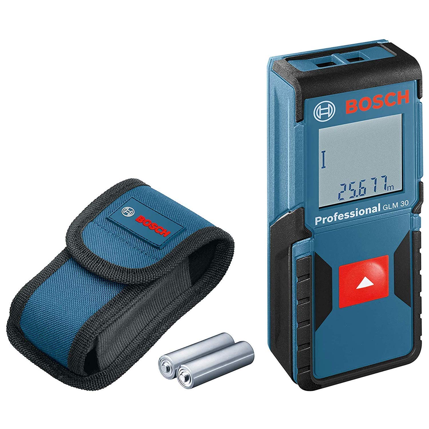 Bosch Professional laser measure GLM 30 (Single-button use, Metric System, measuring range: 0.15–30 m, 2 x 1.5 V batteries, protective bag)