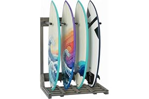 MyGift 4-Ft Tall Rustic Burnt Wood Freestanding Vertical Surfboard Rack, Wakeboard SUP Paddleboard Storage Rack - Holds up to 4 Boards