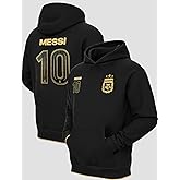 Icon Sports Kids Lionel Messi #10 Argentina AFA Black & Gold Pullover Hoodie - Youth Sizes - Football Soccer Sweatshirt