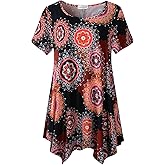 LARACE Short Sleeve Shirts for Womens Plus Size Tops Casual Summer Clothes Asymmetrical Tunic Blouses