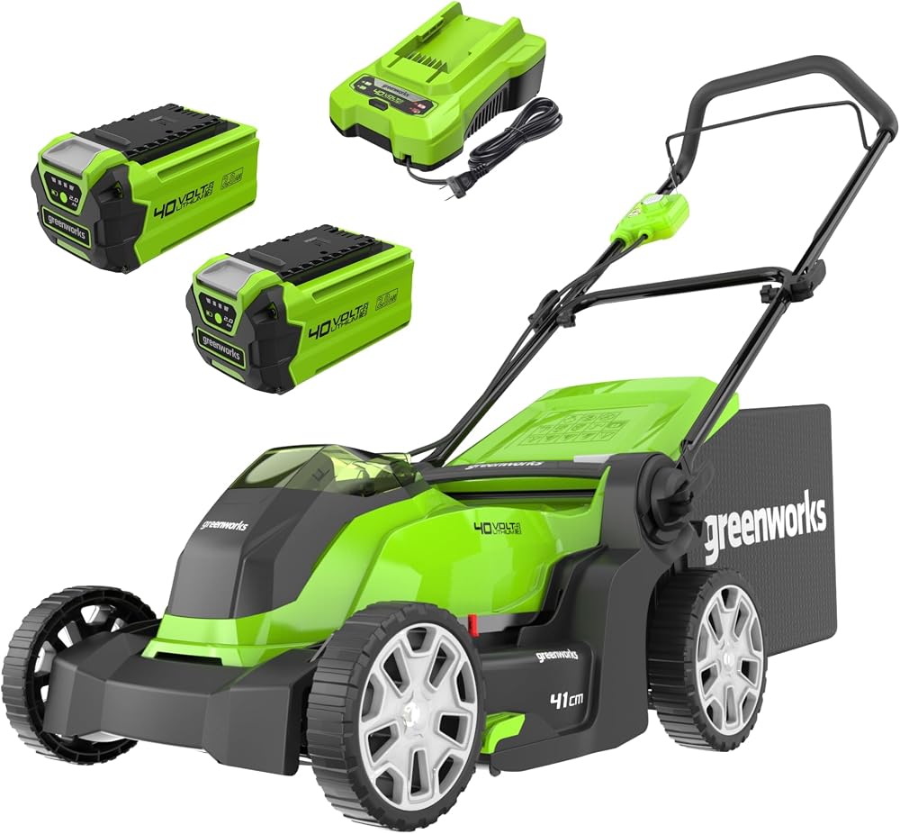 Greenworks 40V Cordless Lawn Mower 41cm 50L Battery 2x2Ah & Charger