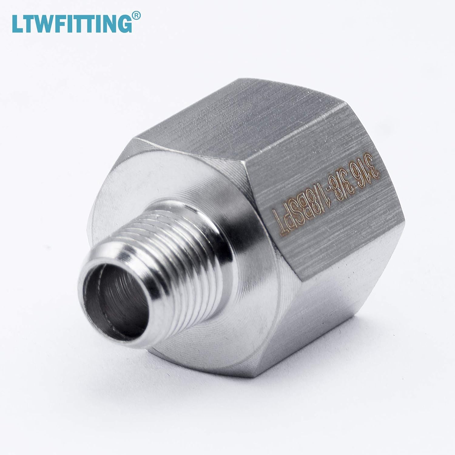 LTWFITTING Stainless Steel 316 Pipe 3/8-Inch Female BSPP x 1/8-Inch Male BSPT Adapter Fuel Gas Air (Pack of 5) - Image 4