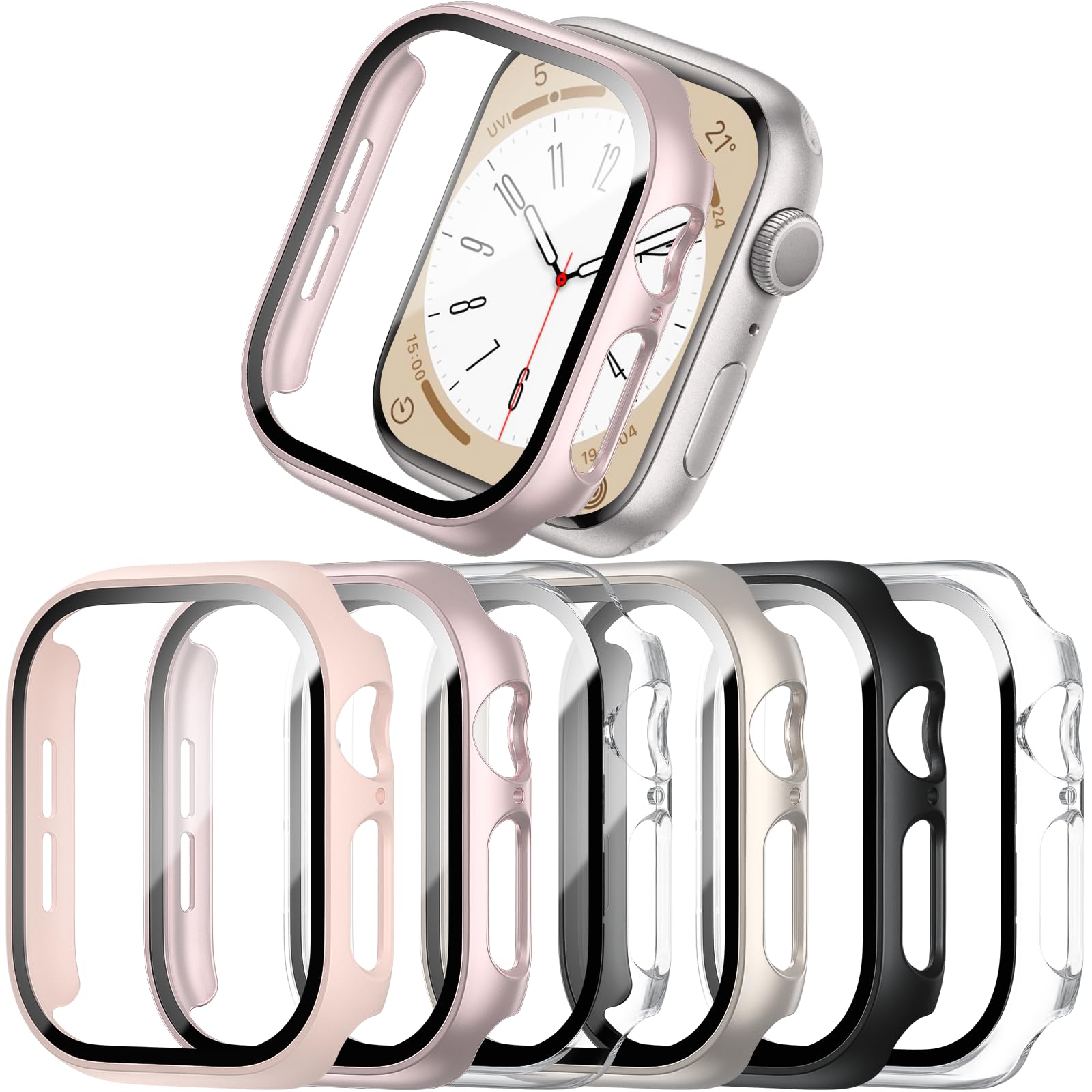 Photo 1 of 6 Pack Case with Tempered Glass Compatible for Apple Watch Series 11 2025 Series 10 42mm, Hard PC Screen Protector with Tempered Glass Ultra-Thin Lightweight Scratch-Resistant Cover for iWatch 11/10