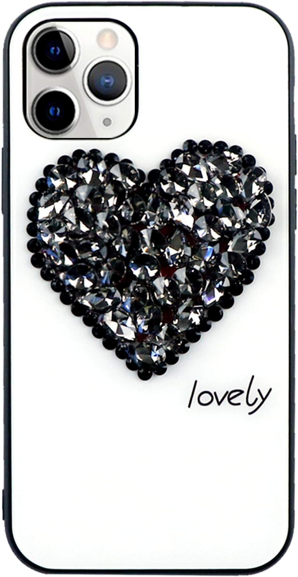 FSAMOUR 11pro Phone Case Compatible with Apple iPhone 11 pro Cases Protective 5.8 inch 2019 Cover Bumper 3D Luxury Love Heart Glitter Bling Rhinestone Diamonds 11P P Phone iPhone11pro (Black)