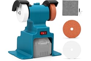 WODHMIEY Cordless Bench Grinder Replacement for Makita Battery, 70mm 6000RPM, Benchtop Polisher, Dual 110/80 Grit Grinding Wh