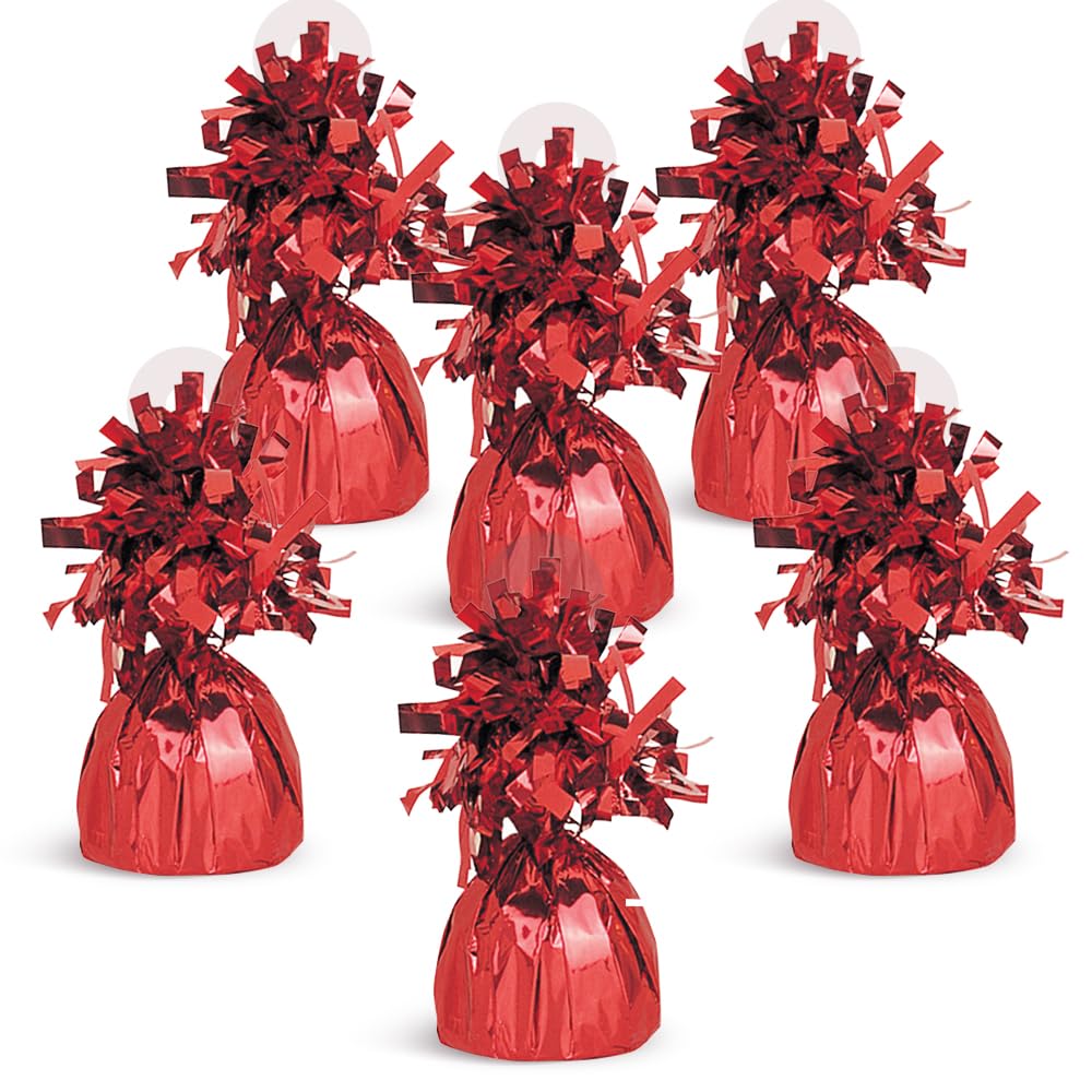 Red Foil Balloon Weight (5cm x 13cm) 1 Count - Stylish & Durable Accessory for Party Decorations & Events