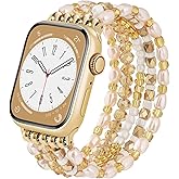 VISOOM Beaded Boho Bracelet For Apple Watch 10/11 Se(3rd Gen) Bands Women 42mm 41mm 40mm 38mm, Pearl Wrap For Cute Stretchy Fancy Apple iWatch iPhone Series11 10 Se 9 8 7 6 5 4 3 2 1 Watch Straps Band