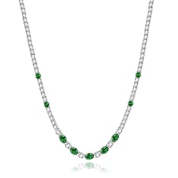 FANCIME Sterling Silver Created Emerald Tennis