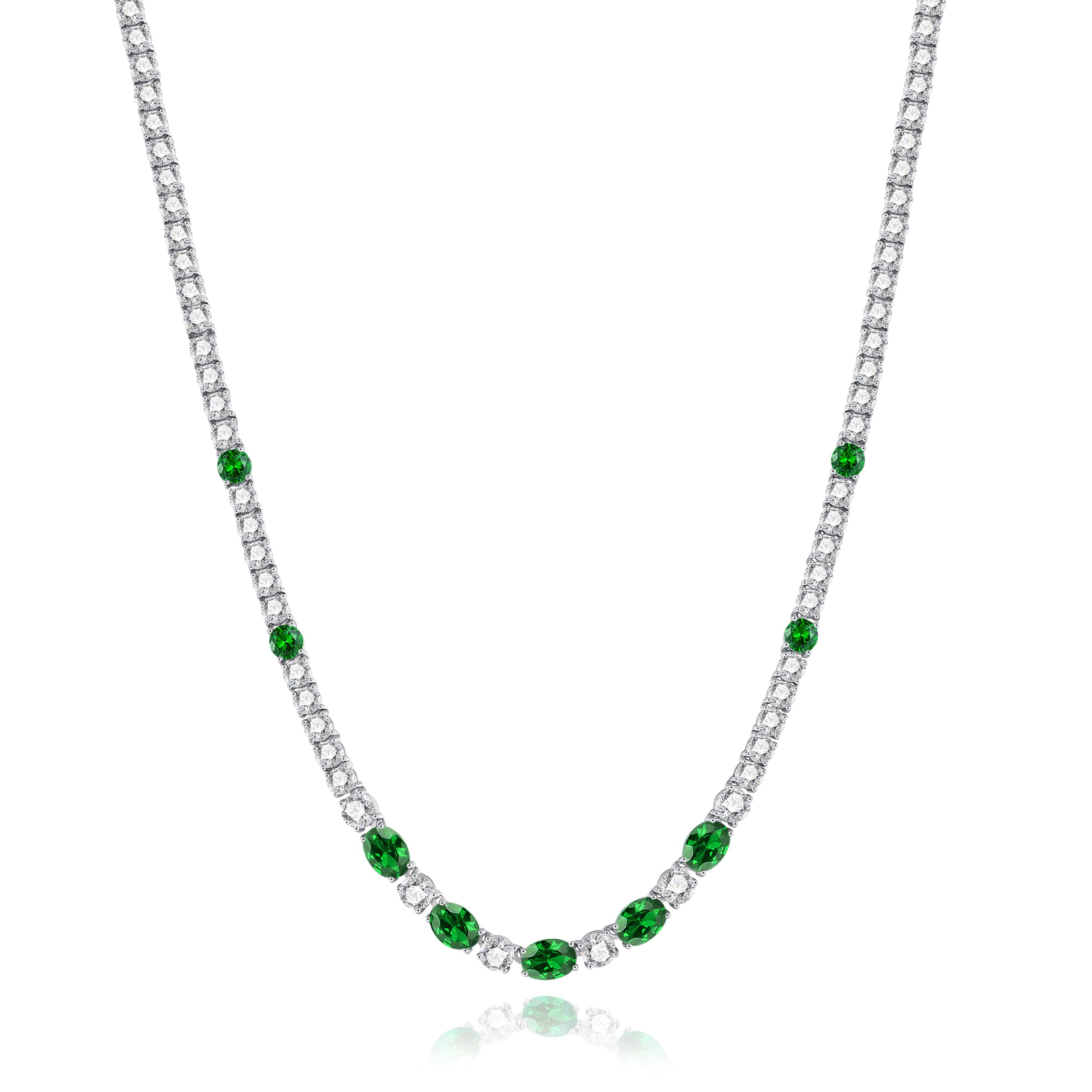FANCIME Sterling Silver Created Emerald Tennis