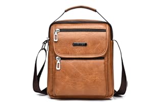 Hjkiopc Zipper Buckle Leather Messenger Bag Crossbody Shoulder Bag Vintage Handle Bags