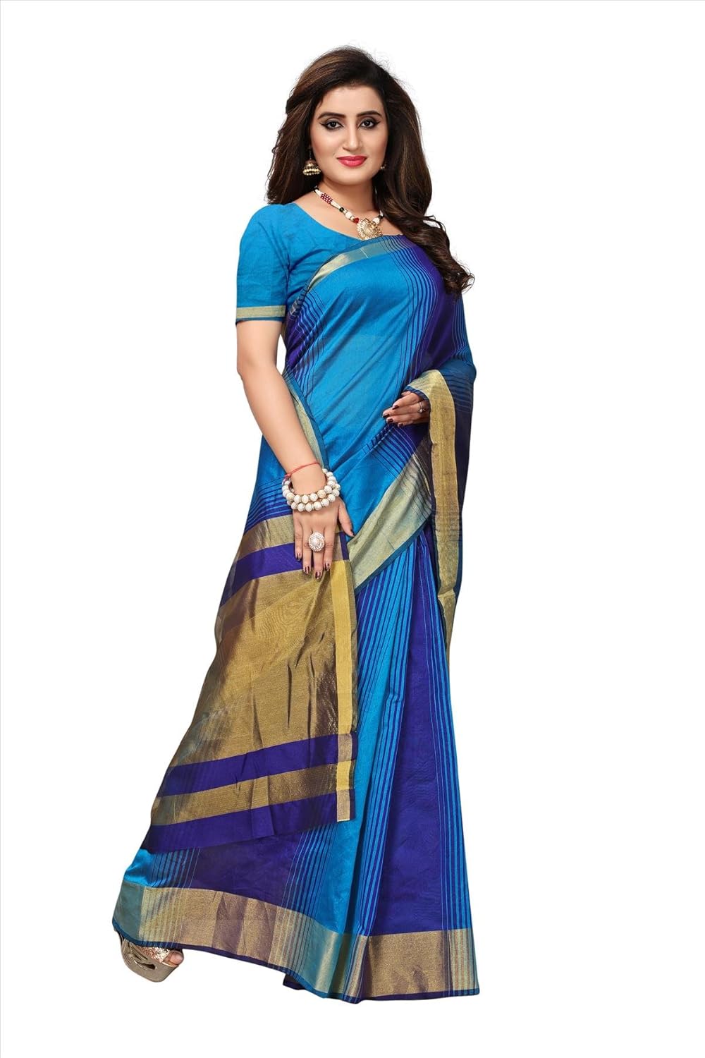 fabwomen cotton silk saree with blouse piece