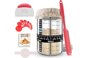 ASIEAO Sourdough Bread Starter Kit - 34 oz Large Glass Sourdough Starter Jar with 8 Essential Tools for Perfect Sourdough Bre