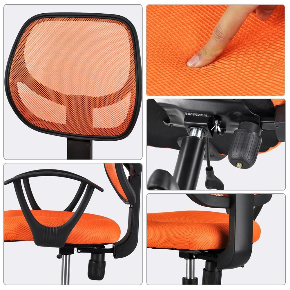 Topeakmart Adjustable Swivel Computer Desk Chair with Arms Seating Back Rest Fabric Mesh (Orange)