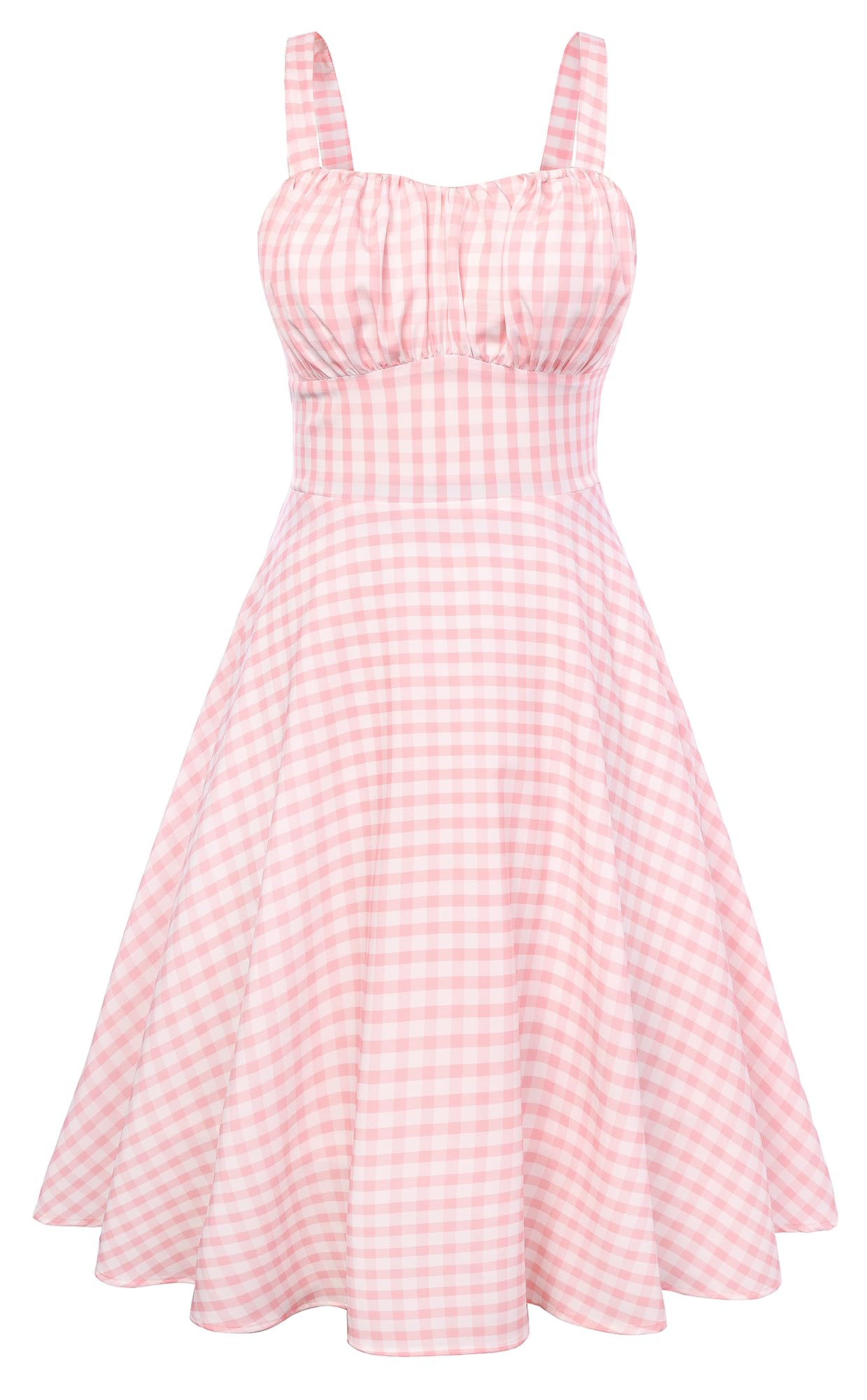 Belle Poque Pink Gingham Dress for Women 2026 Summer Sleeveless Flowy Midi Sundress Vintage Wedding Guest Dress Large Image