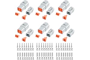 CEDOLIO 72 PCS Deutsch DTP Connector Kit 4 Pin Automotive Waterproof Connectors 6 sets with Size 12 Stamped Contacts Gauge 14-12 AWG Wire Size,25A