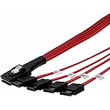 CableCreation Mini SAS 36Pin (SFF-8087) Male to 4 SATA 7Pin female Cable, Mini SAS Host/Controller to 4 SATA Target/Backplane, Red Color 0.5M