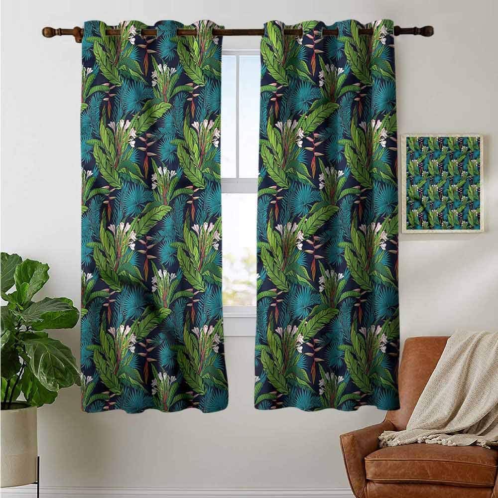 petpany Window Curtain Fabric Leaf,Tropical Jungle Pattern