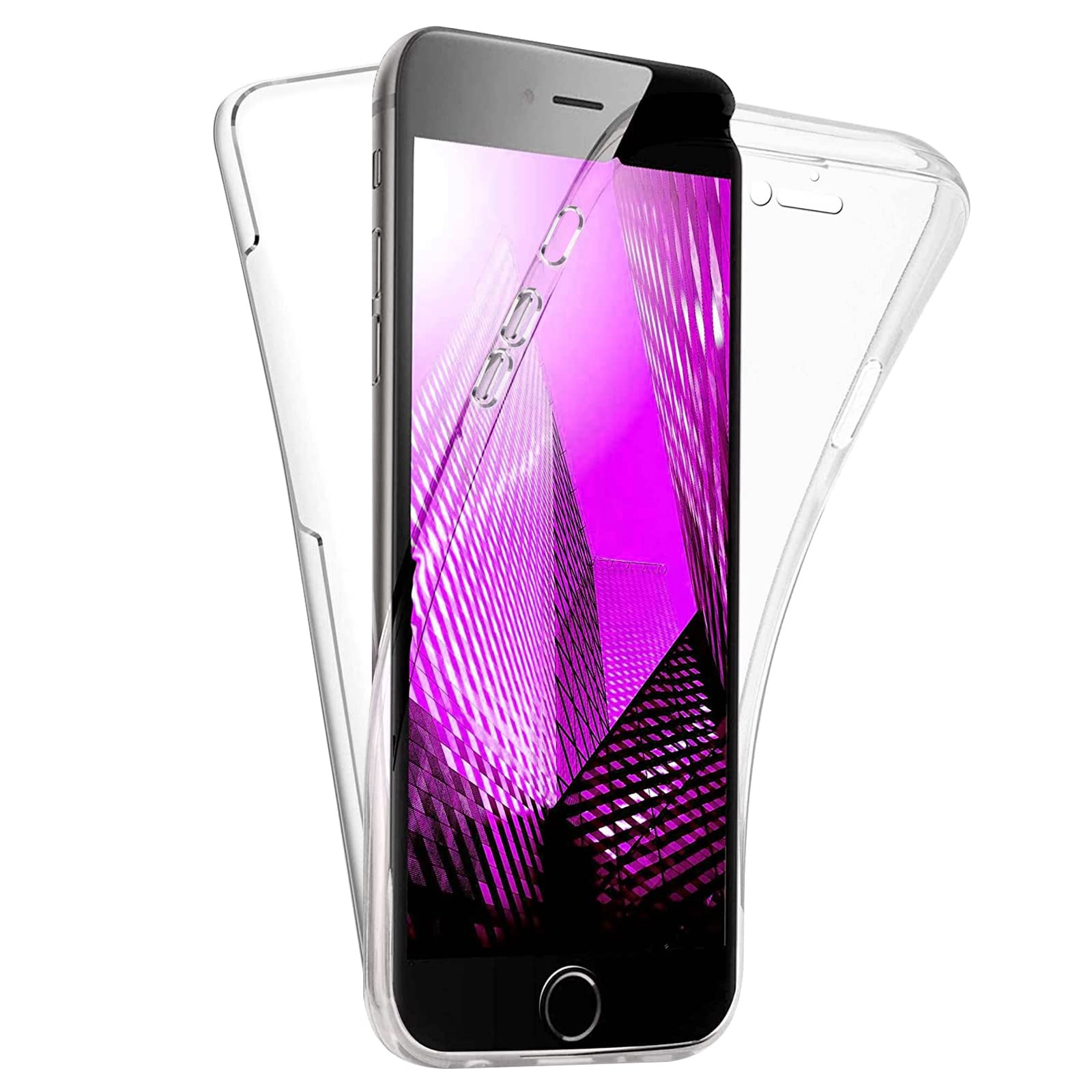 TBOC Case for iPhone 7 - iPhone 8 (4.7") Cover [Transparent] Complete [Front: Silicone] [Back: Hard Plastic] Full Body [360 Degree] Protective Mobile Bumper Shockproof Anti Scratch