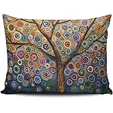 SALLEING Modern Beauty Colorful Painting Trees One Side Decorative Pillowcase Standard Zippered Throw Pillow Case Cushion Cover 20x26 inches