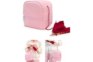 SWEET LION Mini Crochet Yarn Crossbody Bag, Waterproof Nylon Wrist Yarn Holder for Crocheting Knitting On The Go, Portable Travel Yarn Storage Organizer Crochet Accessories Christmas Gifts for Crocheters Pink