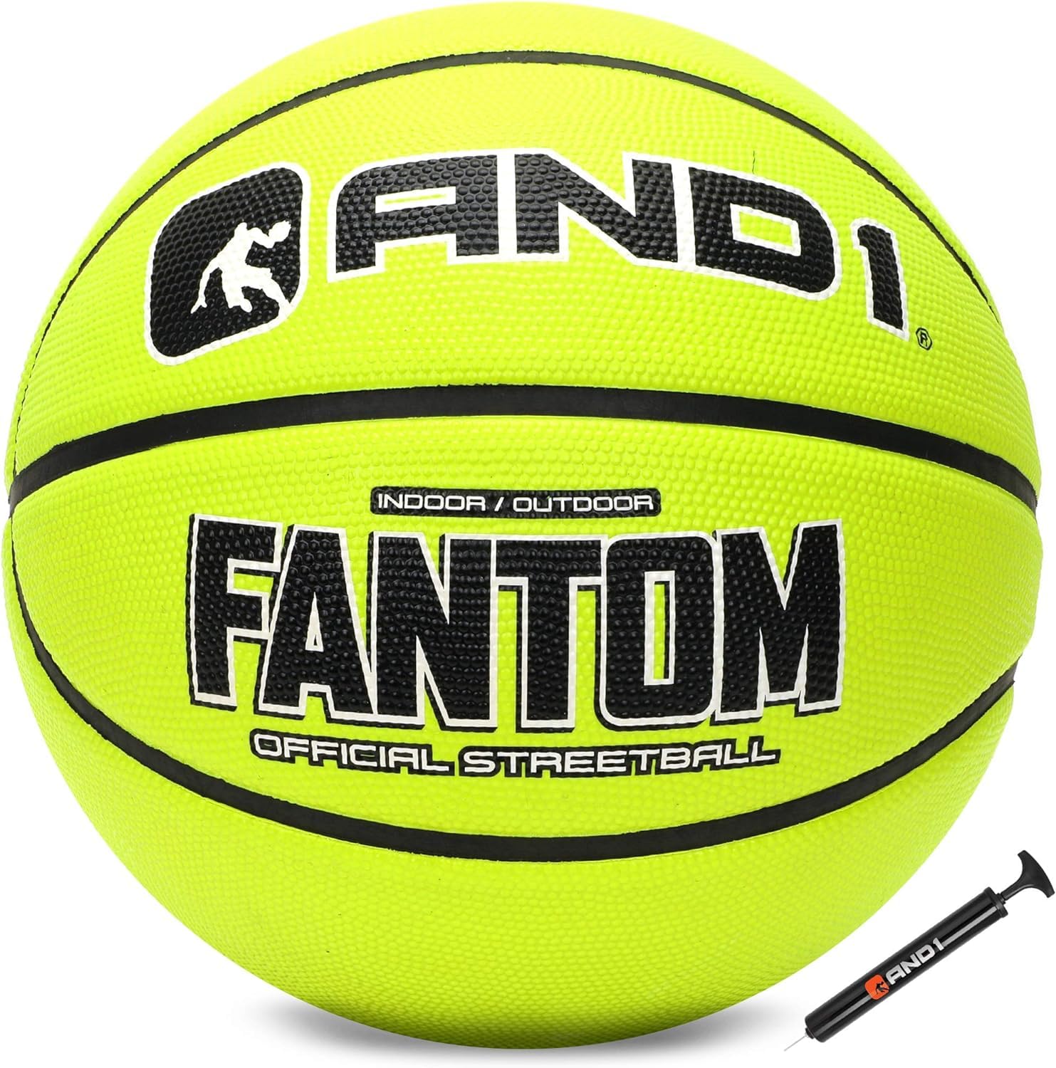 Photo 1 of ** STOCK PHOTO FOR REFERENCE** AND1 Fantom Rubber Basketball: Official Regulation Size 7 (29.5 inches) - Deep Channel Construction Streetball, Made for Indoor Outdoor Basketball Games