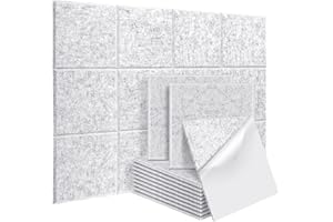 DEKIRU Self Adhevise Acoustic Panels Sound Proof Padding, 12 X 12 X 0.4 Inches High Density Sound Proof Foam Panels Used in Home & Offices （12 Pack Grey）