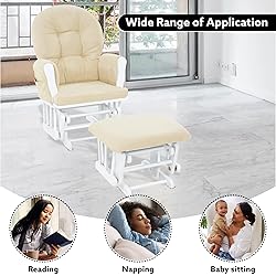 Naomi Home Glider and Ottoman Set White/Cream