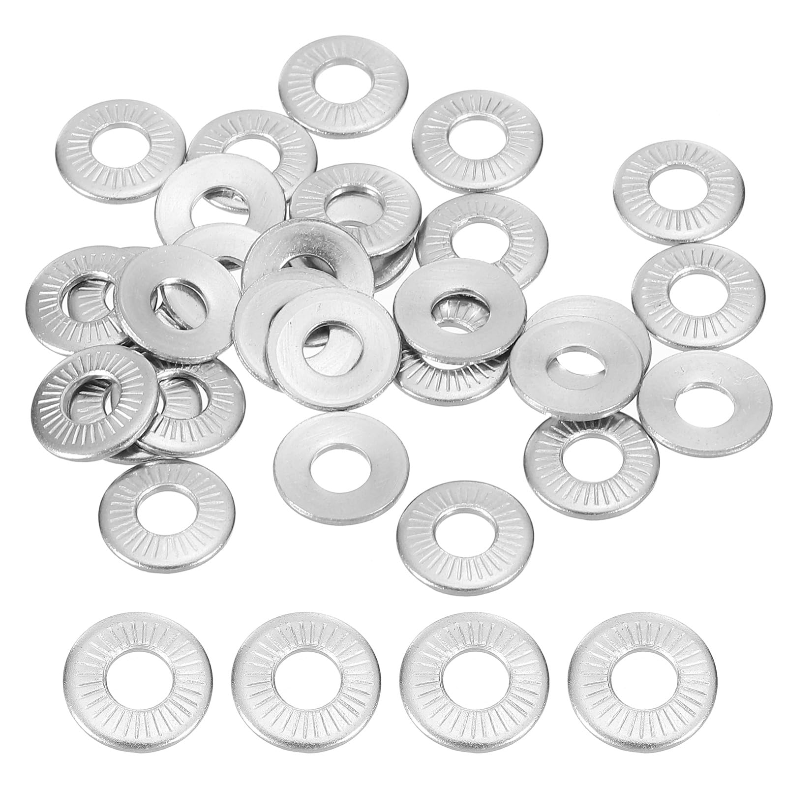 PATIKIL 304 Stainless Steel Flat Washers, 200 Pack M4x10mm Belleville Spring Disc Washer Conical Knurled Metric Gasket for Automotive Industrial Construction