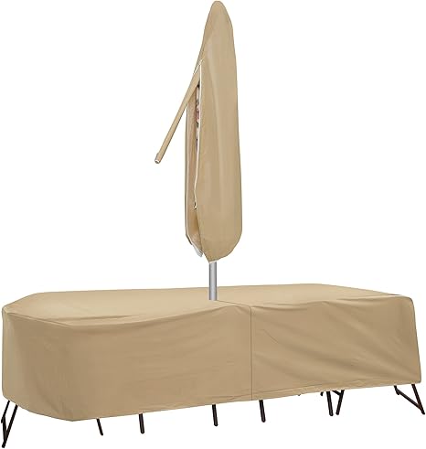 Amazon Com Protective Covers Weatherproof Patio Table And Chair Set Cover 72 Inch X 76 Inch Oval Rectangle Table Tan Patio Chair Covers Garden Outdoor