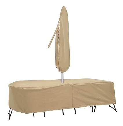 Protective Covers 1146-Tn 72 - 76 In. Oval And Rectangular Table And 6 High Back Chairs Cover& Tan