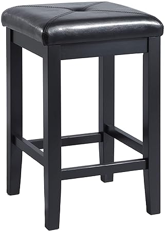 Crosley Furniture Cf500524 Bk Upholstered Square Seat Bar Stool Set Of 2 24 Inch Black