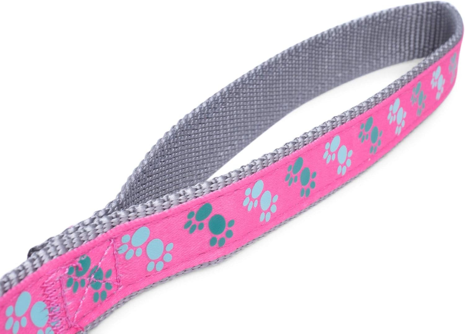 Petface Paws Print Dog Lead, Medium, Cerise/Grey, Scarlet Stripe - Image 5