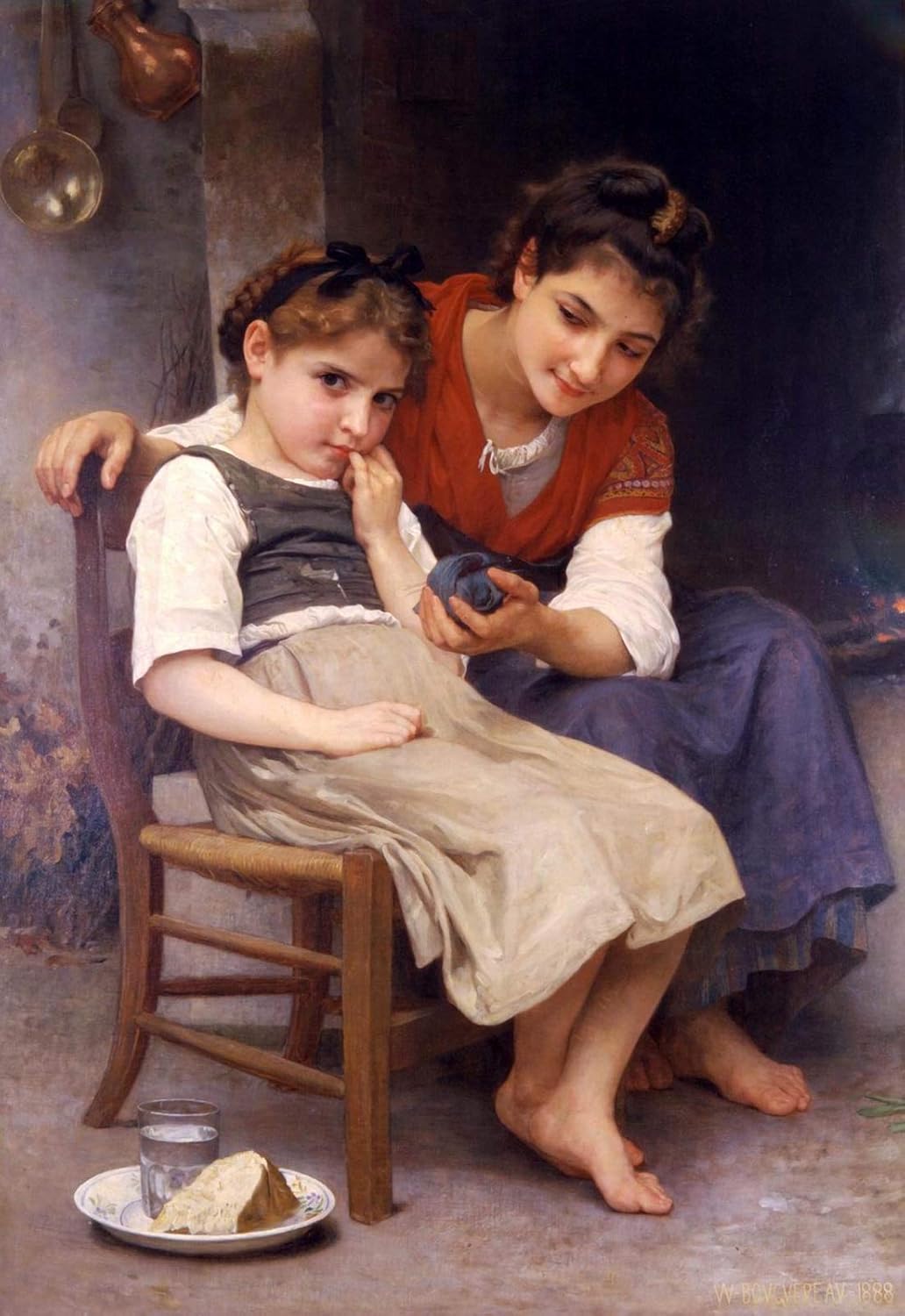 William Bouguereau The Little Sulk 1888 Rahr-West Art Museum - Manitowoc, Wisconsin 30" x 21" Fine Art Giclee Canvas Print (Unframed) Reproduction