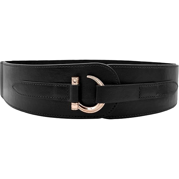 ICSTH Womens Obi Belt Vintage PU + Genuine Leather Buckle